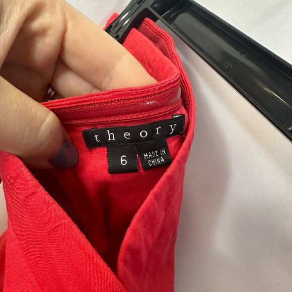 Theory Pink Strapless Linen Blend Pockets Mini Dress Sundress Cocktail 6 - Picture 2 of 6